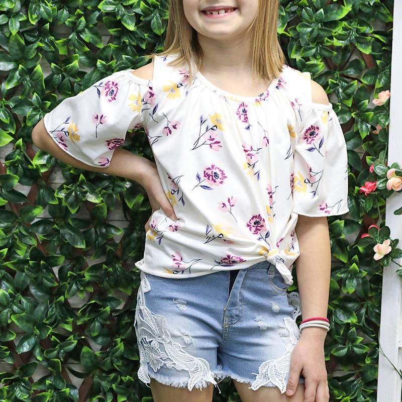 Floral Tunic & Embroidery Denim shorts