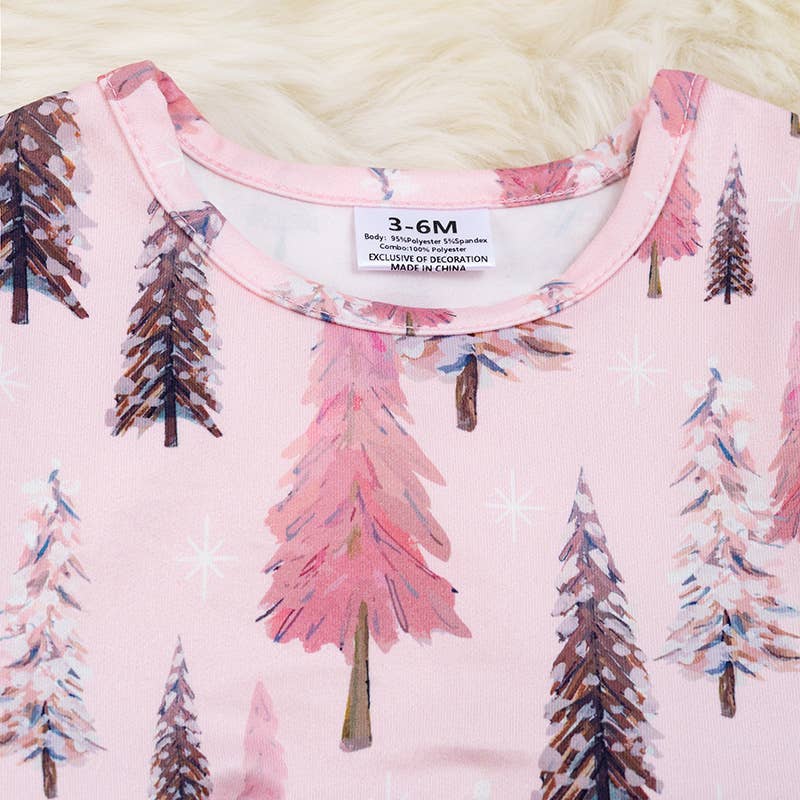 Christmas Tree Printed Onesie/Dress W/Snaps.