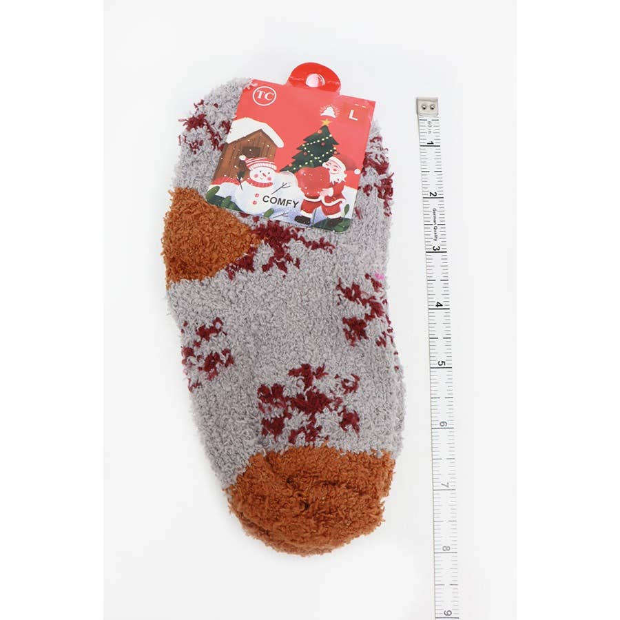 Kids Snow Flack Print Fluffy Socks : MIX COLOR / ONE